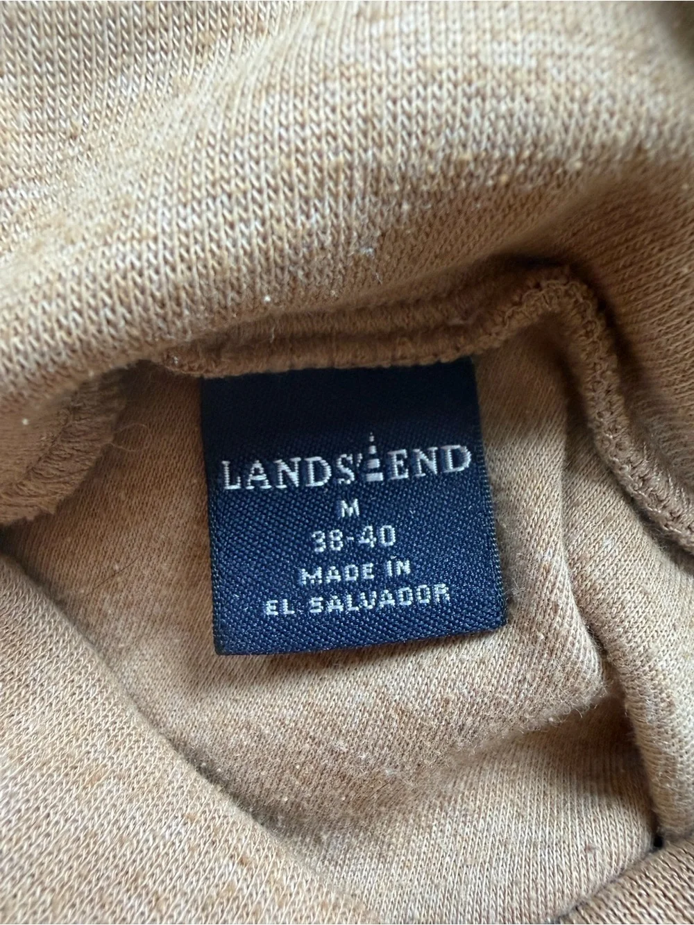 Lands' End Turtleneck Sweater Mens M Tan Good Lightweight Cotton Blend 0412